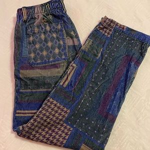 Corduroy patchwork pants